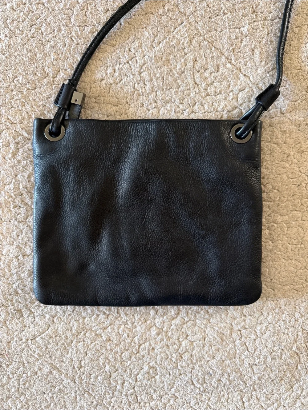 Margot by Anthropologie Black Leather Crossbody with Front Slip Pocket